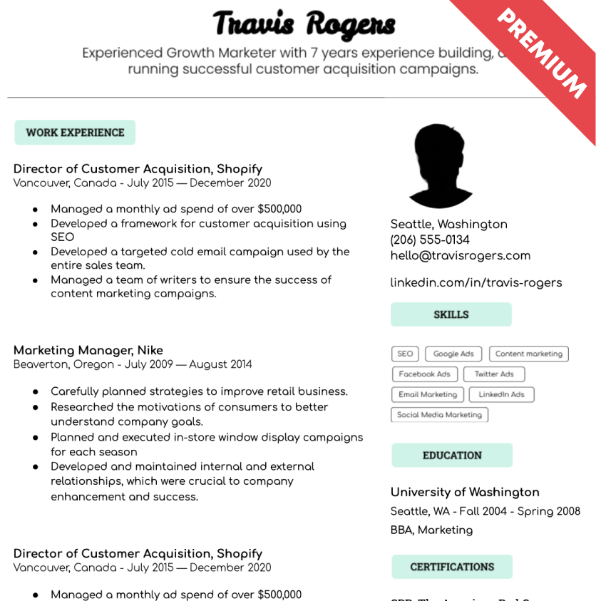compact resume template google docs