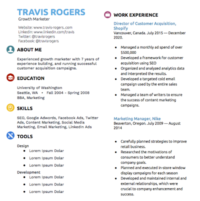 pink resume template google docs