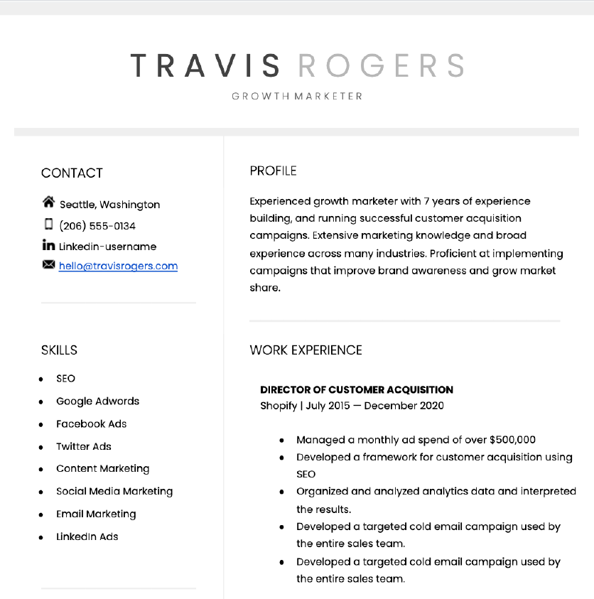 plain resume template google docs